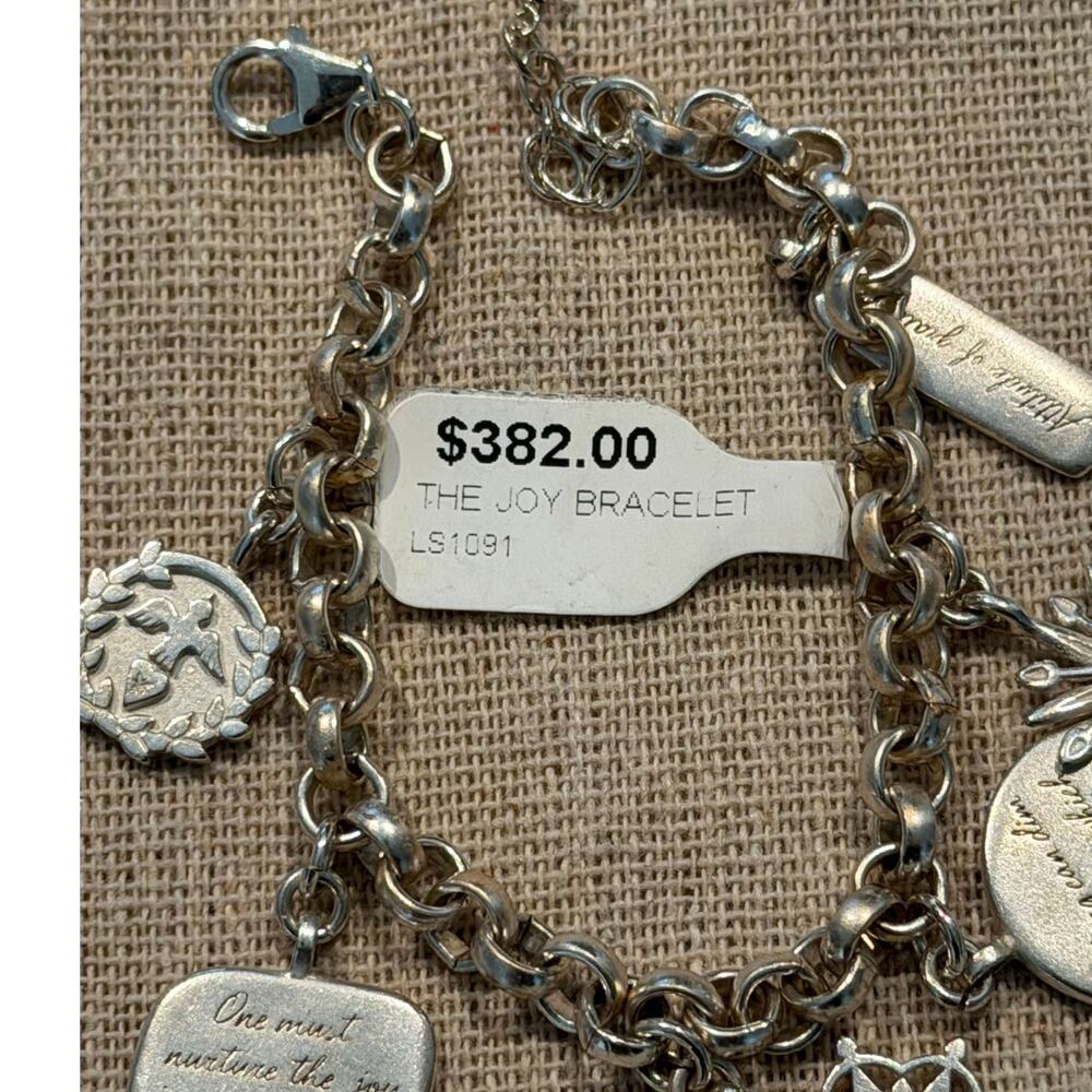 "The Joy" Sterling Silver (925) bracelet with 6 Individual Charms  NWT